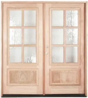 Double 3/4 6-Lite Mahogany Exterior Door 6/8 with 4" Jambs